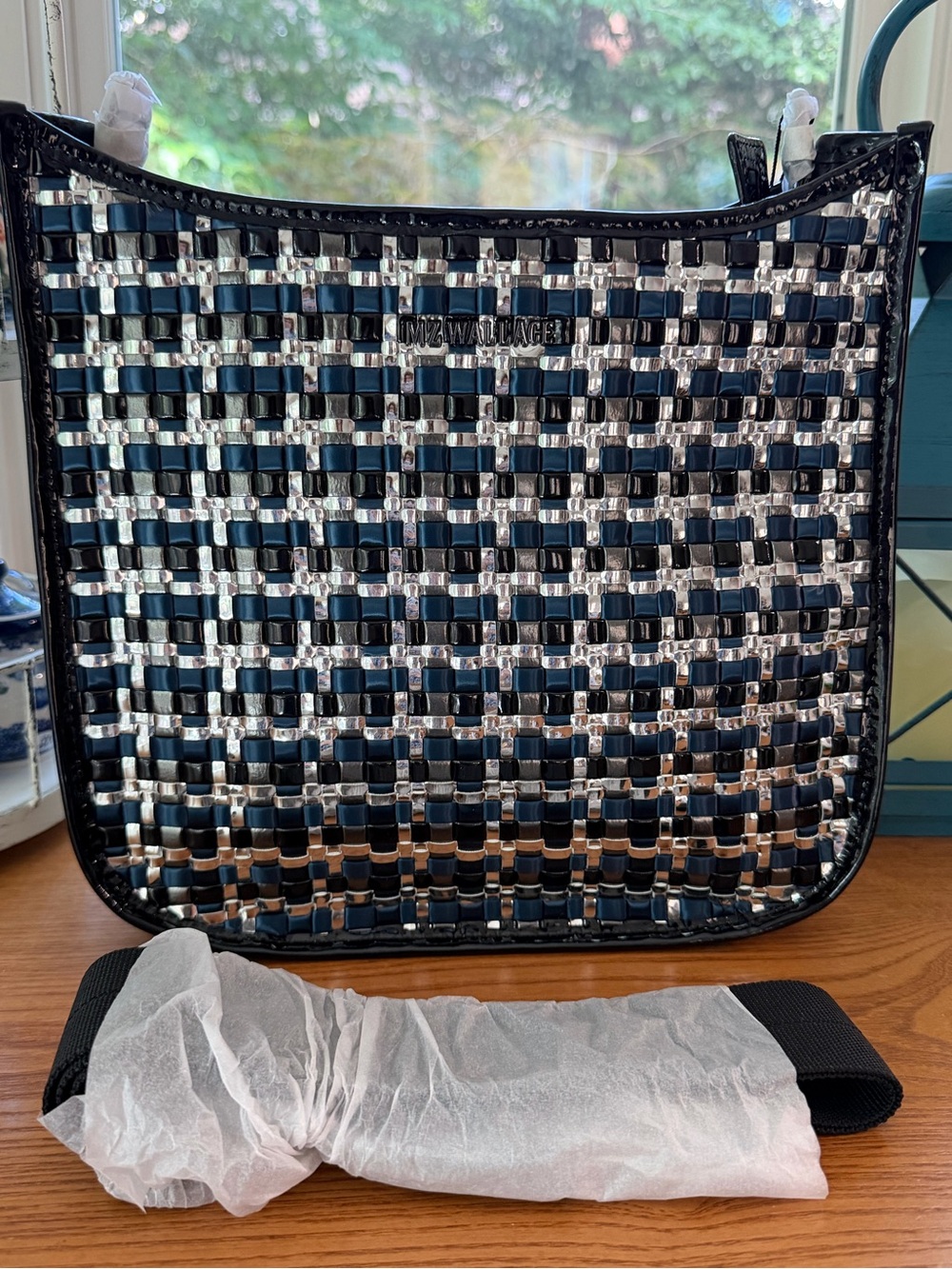 MZ WALLACE Metallic Woven Box Crossbody Bag NWT